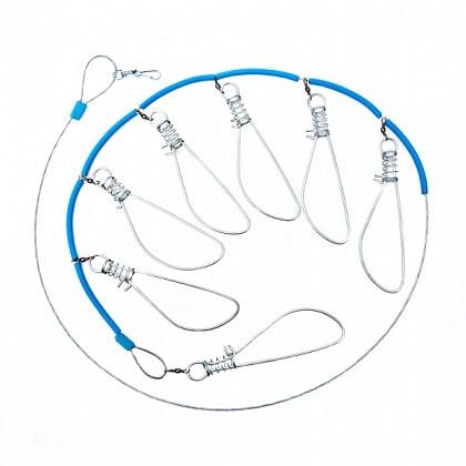 Кукан рыболовный на 7 карабинов металлический трос (1649708600)