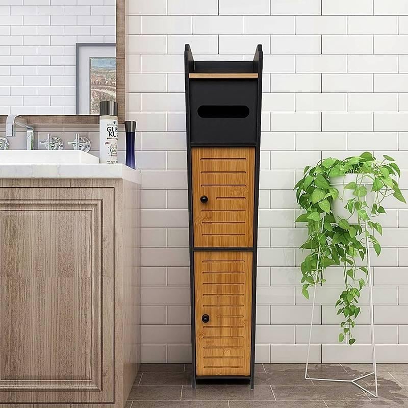 Этажерка для ванной комнаты и туалета AOJEZOR напольная Черный/коричневый - фото 2 Этажерка для ванной комнаты и туалета AOJEZOR напольная Черный/коричневый - фото 2