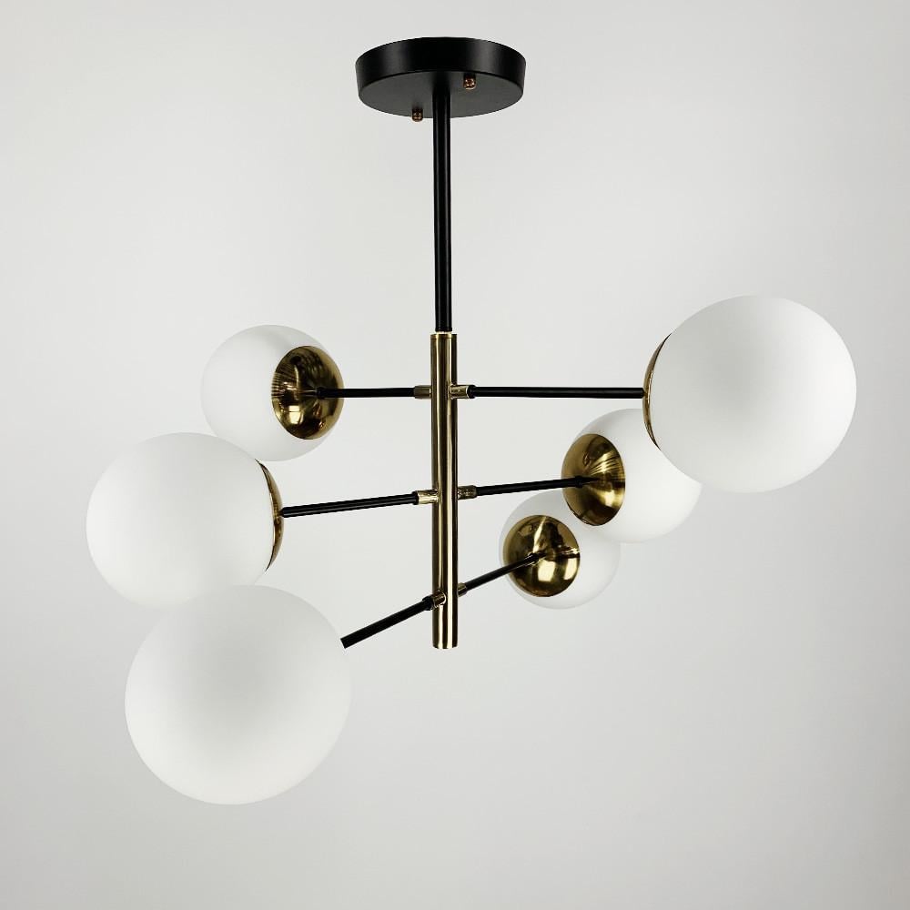 Люстра на 6 плафонов с латунной фурнитурой (YG 8132-6)