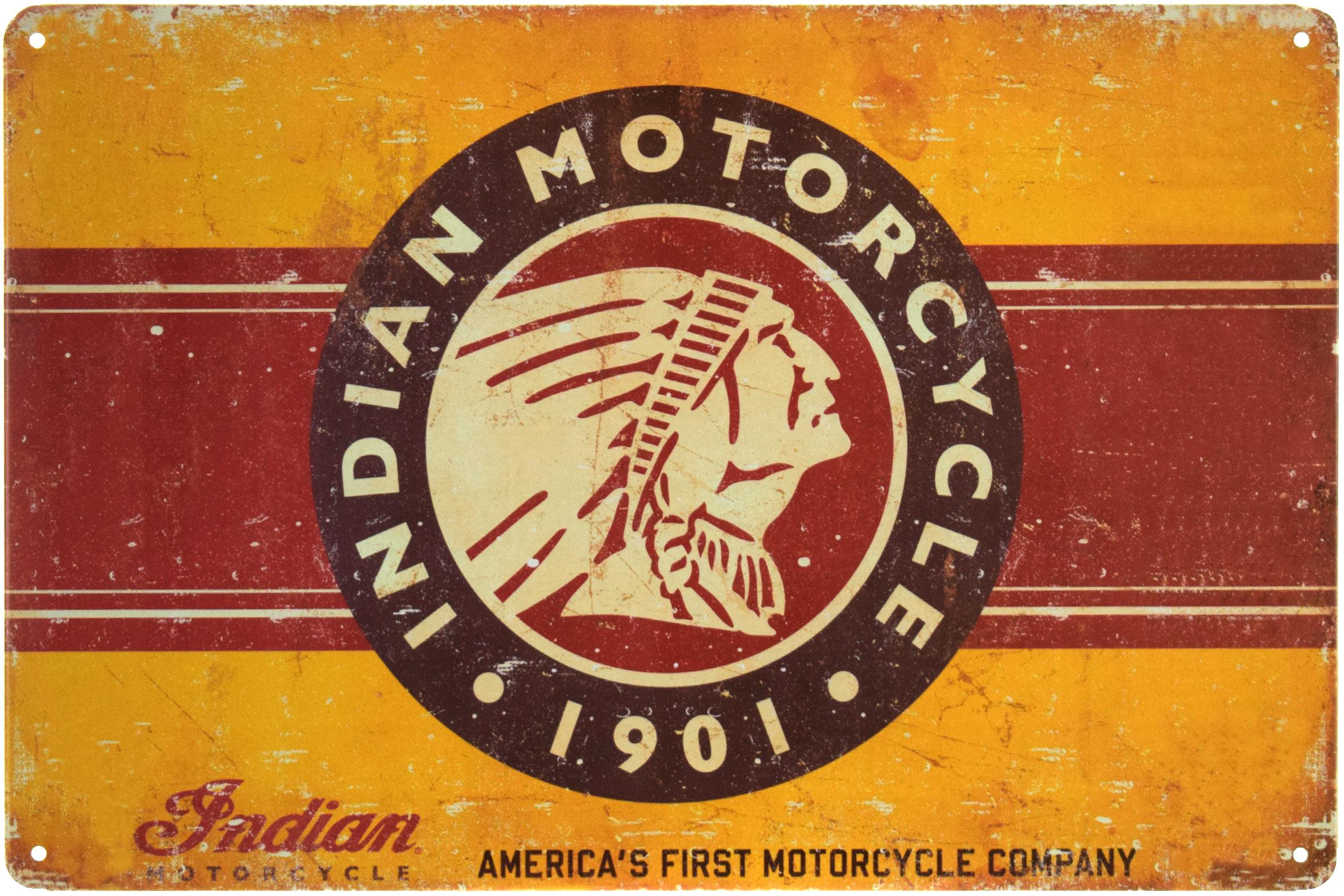Табличка металлическая Indian Motorcycle 1901 20x30 см