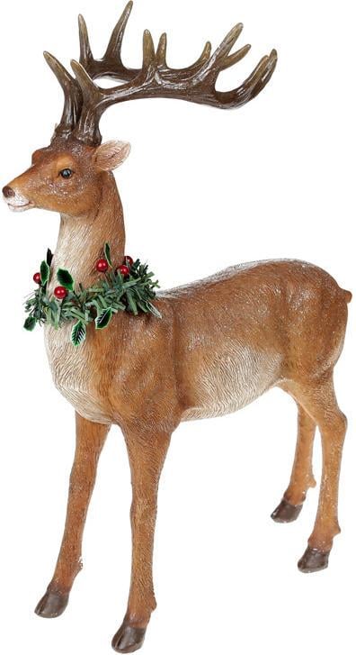 Фигура декоративная Олень с венком 28х13х40,5 см Коричневый Фигура декоративная Олень с венком 28х13х40,5 см Коричневый