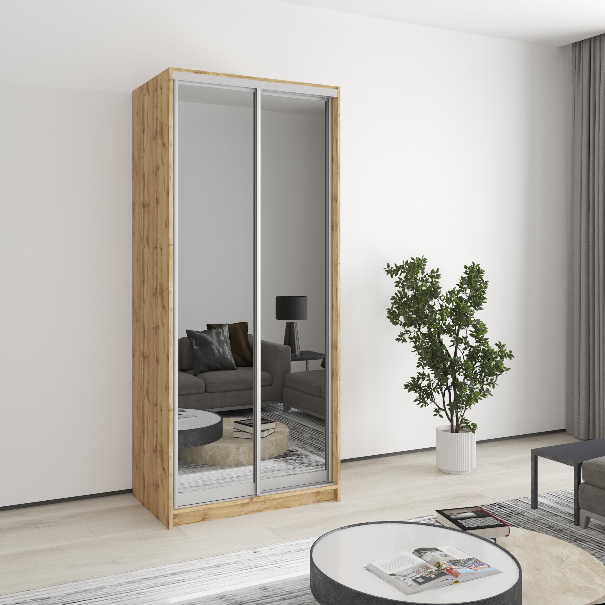 Шкаф-купе двухдверный MebelStar Уни AL 2 зеркала 90x45x210 см Дуб тахо (MBS-3506) Шкаф-купе двухдверный MebelStar Уни AL 2 зеркала 90x45x210 см Дуб тахо (MBS-3506)