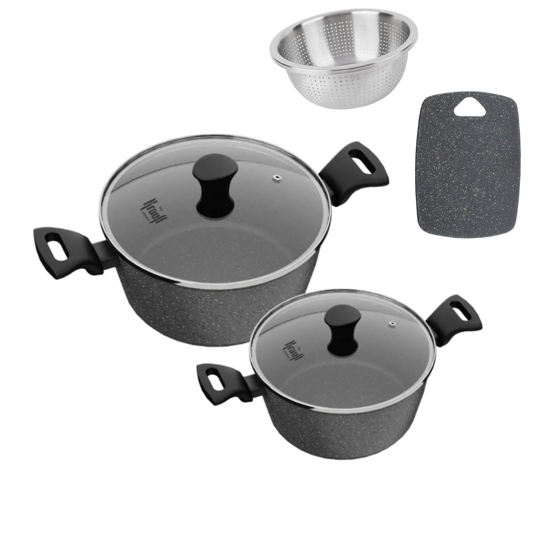Набор кастрюль Krauff Fry Power 2,3/4,2 л с набором кухонных досок Frische (55-333-620)