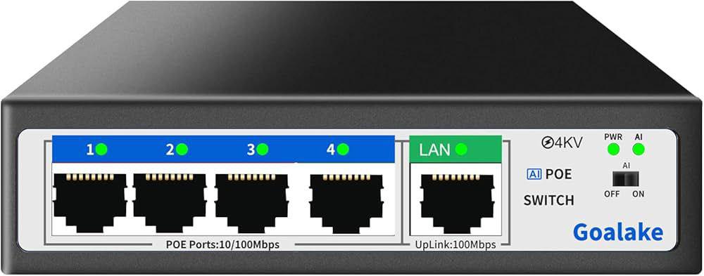 Комутатор мережевий Goalake PoE+ 5 портів 100 Mbps з підтримкою AI Extend (31726350)