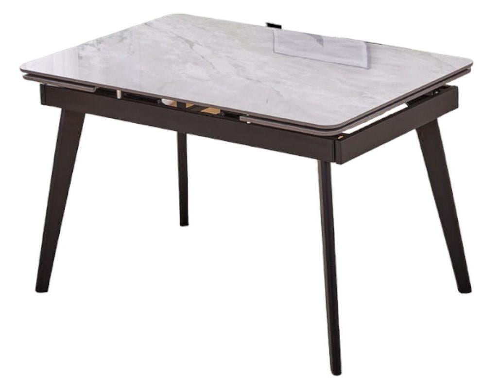 Обеденный стол OSLO CERAMIC 120-180х80 Серый глянец/Черный (OSLOGR)