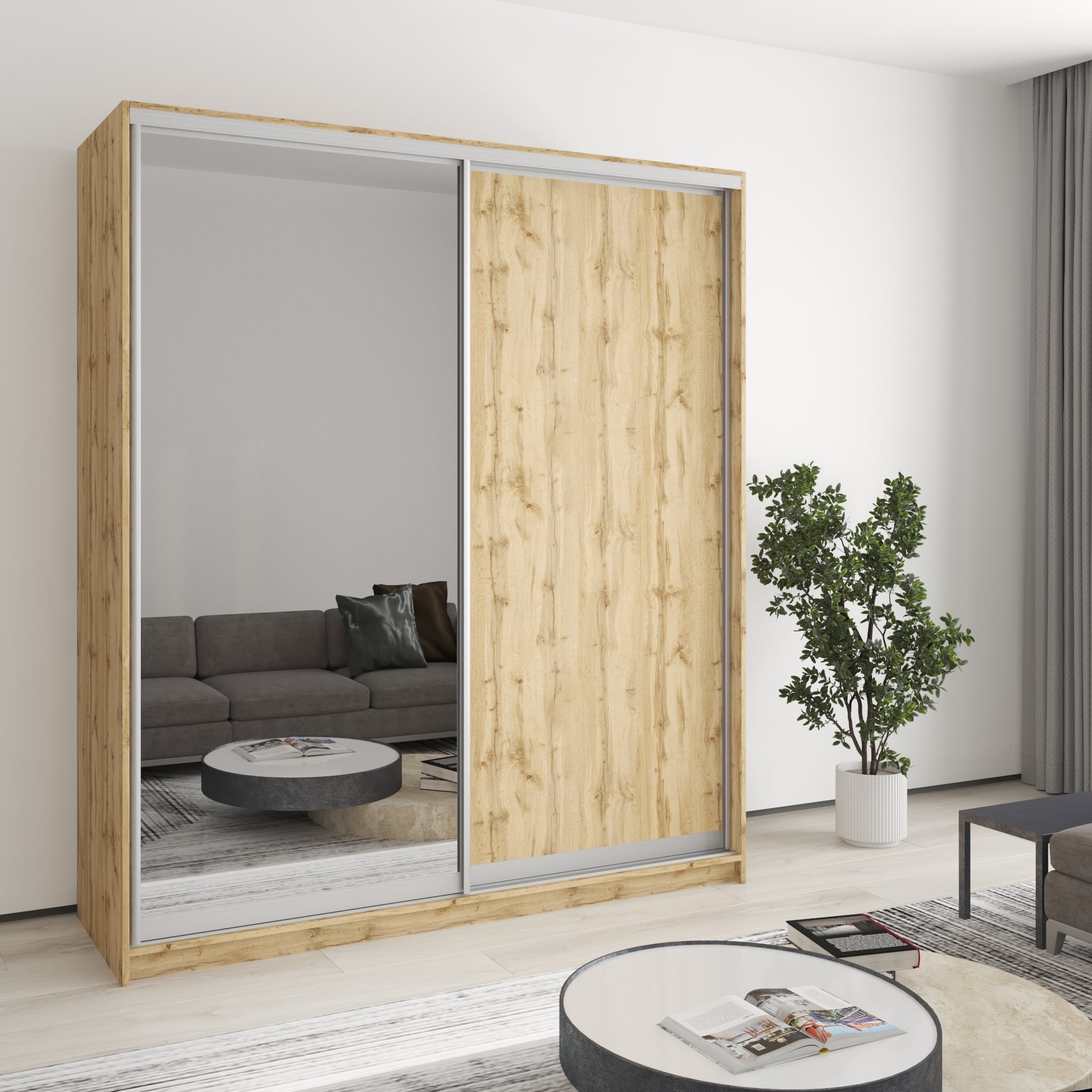 Шкаф-купе двухдверный Mebel Star Уни AL MBS-3502 180х45х210 см Дуб тахо (1003834) Шкаф-купе двухдверный Mebel Star Уни AL MBS-3502 180х45х210 см Дуб тахо (1003834)