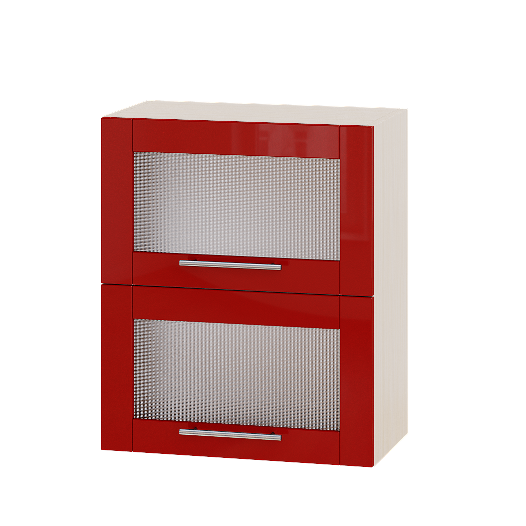 Шафа верхня Еверест Модерн модуль Верх вітрина ВВ14-600 60х30х72 см Червоний глянець/Дуб Молочний (05014)