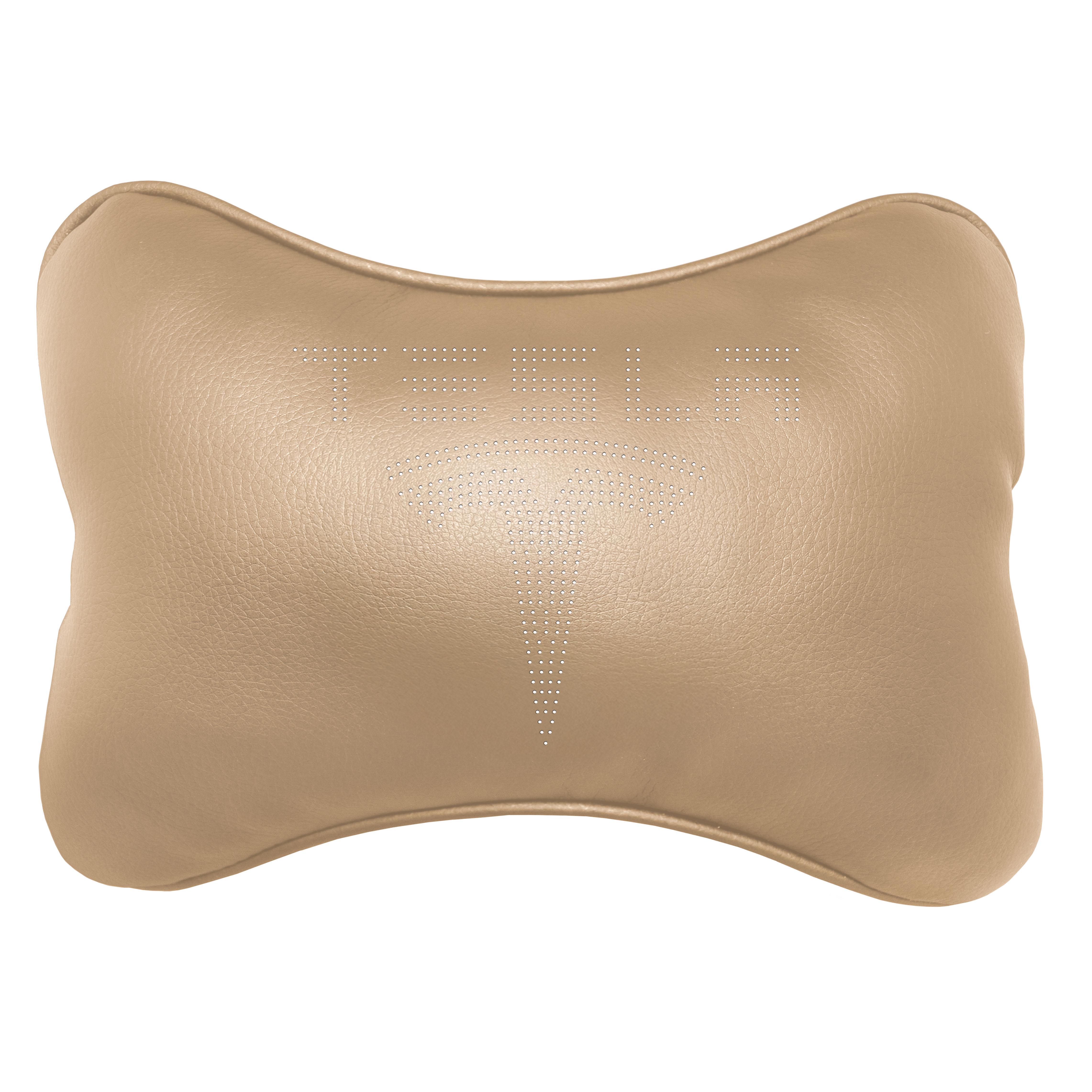 Подушка автомобильная Avtolife Tesla для шеи из экокожи Бежевый (AVT-LBE-15) - фото 1