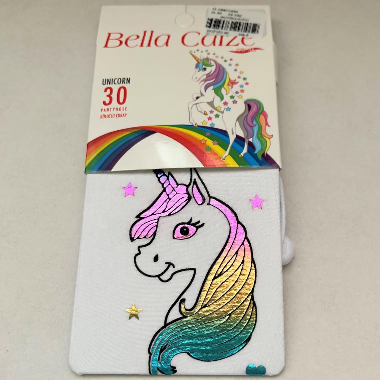 Колготки детские капроновые Bella Calze с блестящим единорогом 116-128 см Белый (32408173)