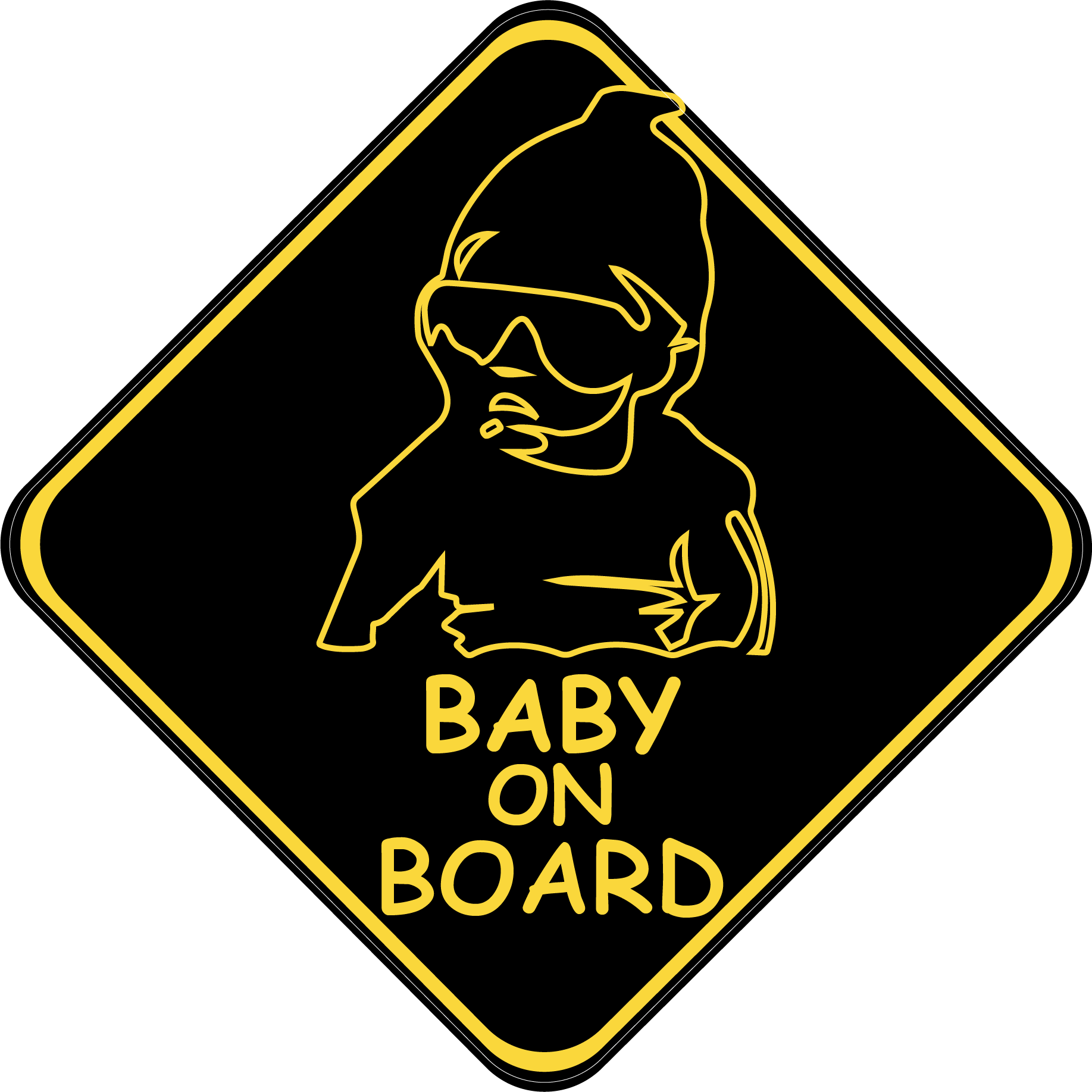 Знак на авто Baby on board Модный на магните Черный