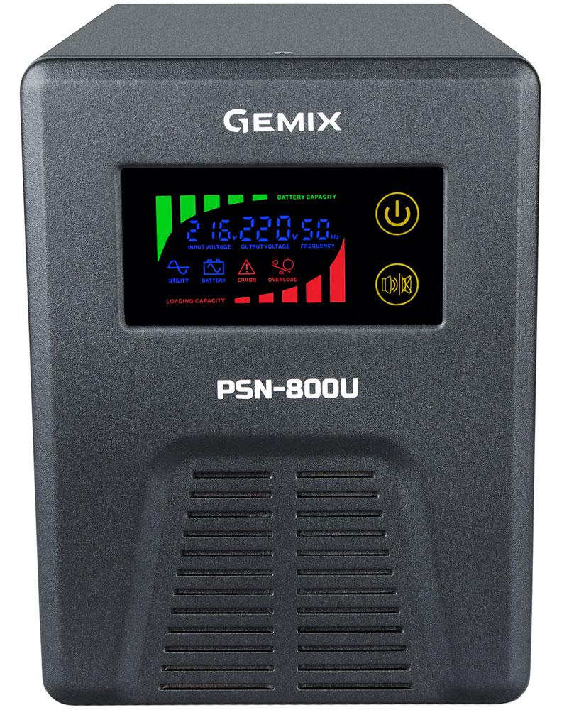 Джерело безперебійного живлення Gemix PSN-800U 800VA/480W 12V/220V 7/9/13A 3xSchuko без АКБ Black (PSN-800U)