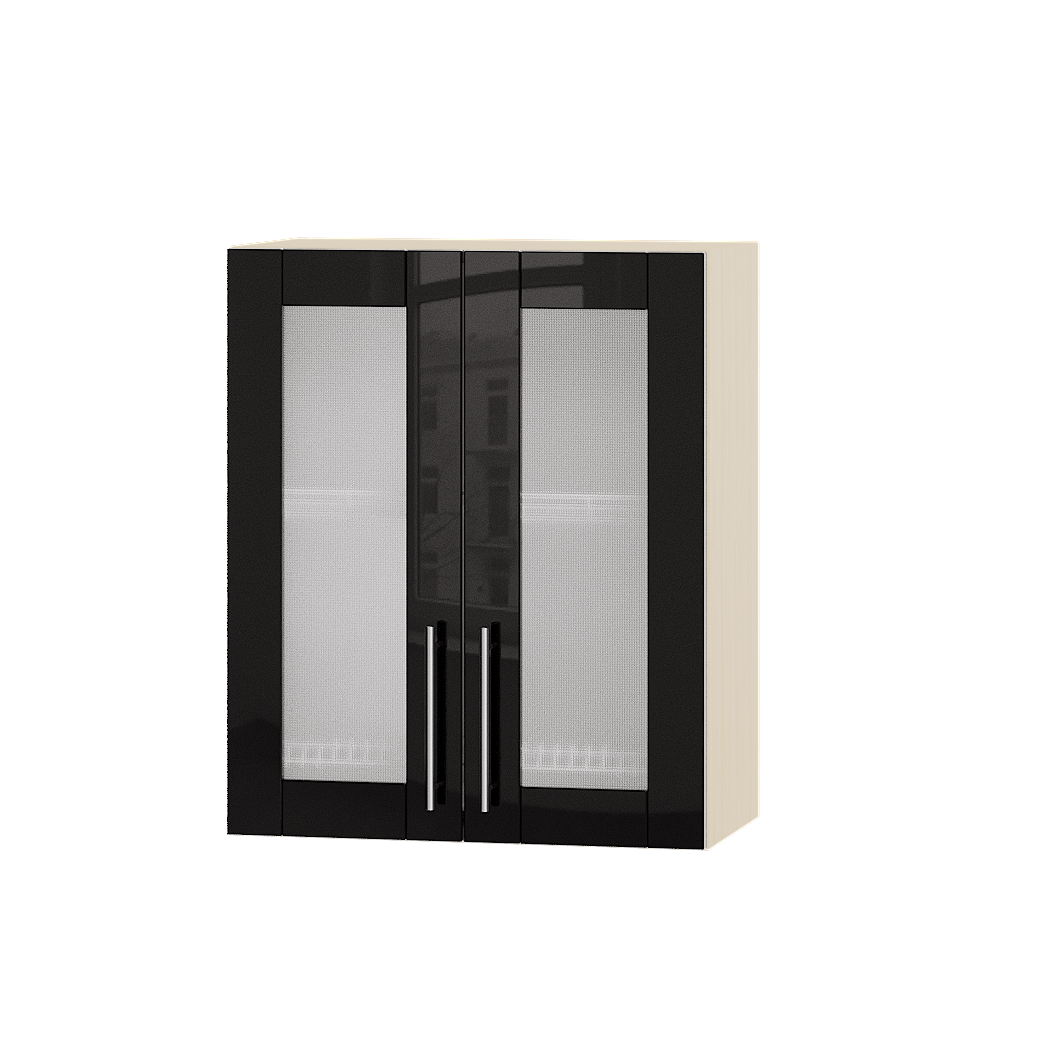 Шкаф верхний Эверест Акрил модуль Верх витрина для сушки посуды ВВ06-600 60х30х72 см Черный глянец/Дуб Молочный (04555)