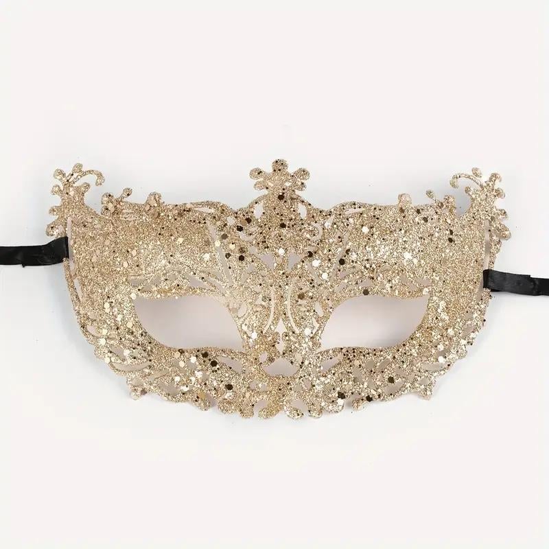 Женская венецианская карнавальная маска для глаз на завязках Золотистый (2789190693) - фото 2