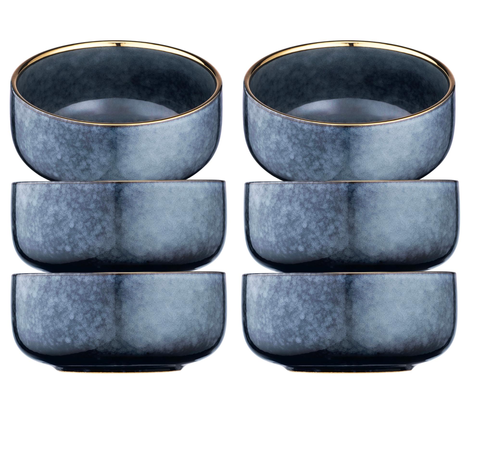 Комплект салатников Ardesto Andria 750 мл 15,1 см 6 шт. керамика Синий с золотым кантом