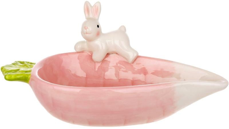 Пиала сервировочная керамическая зайка на моркови 350 мл Розовый