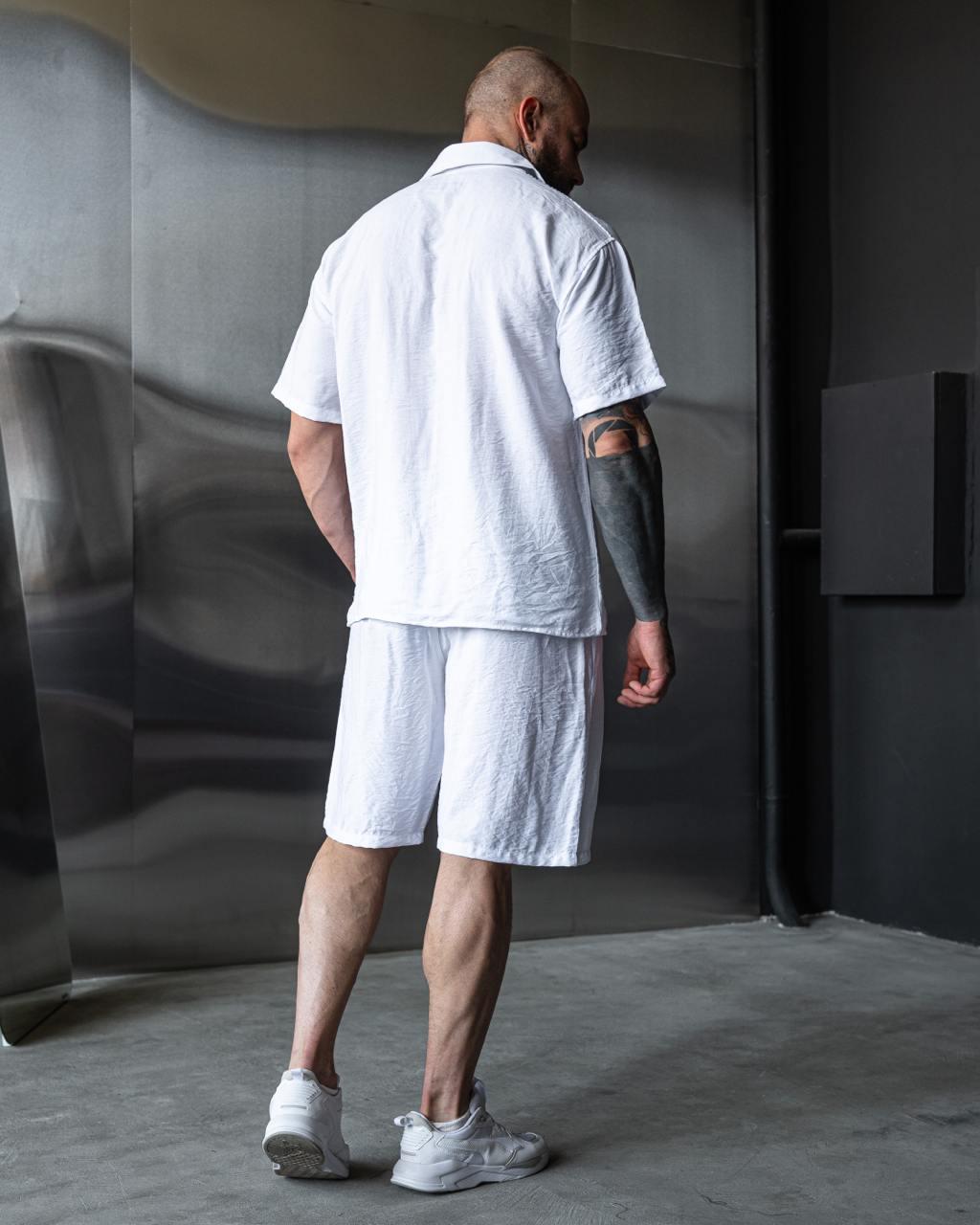 Комплект чоловічий літній лляний жатка S Білий (24877/2/1) - фото 6 Комплект чоловічий літній лляний жатка S Білий (24877/2/1) - фото 6