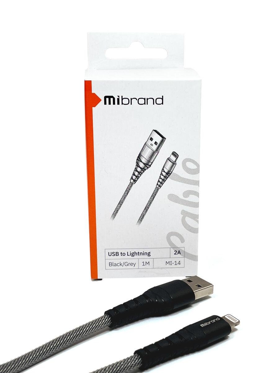 Кабель Mibrand MI-14 Fishing Net Charging Line USB/Lightning 2A 1 м Black/Grey - фото 1