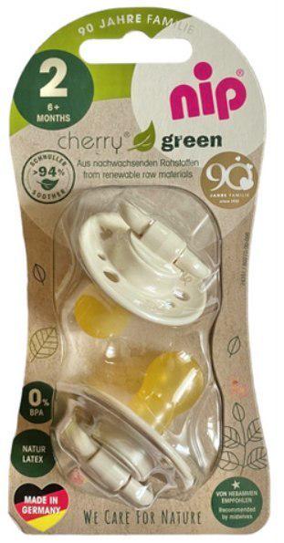 Пустышка латексная Nip Вишенка GREEN 6-18 мес. унисекс 2 шт. Бежево-молочный (141414)