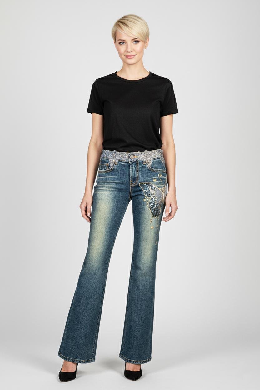 Джинсы женские Tantra S-1460 винтажные р. 46 Синий (17852179)