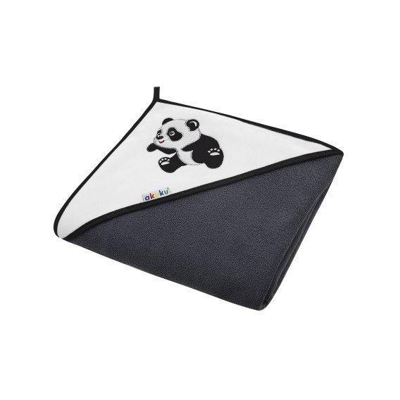 Полотенце с капюшоном Akuku A1251 Панда, черный 100x100 см