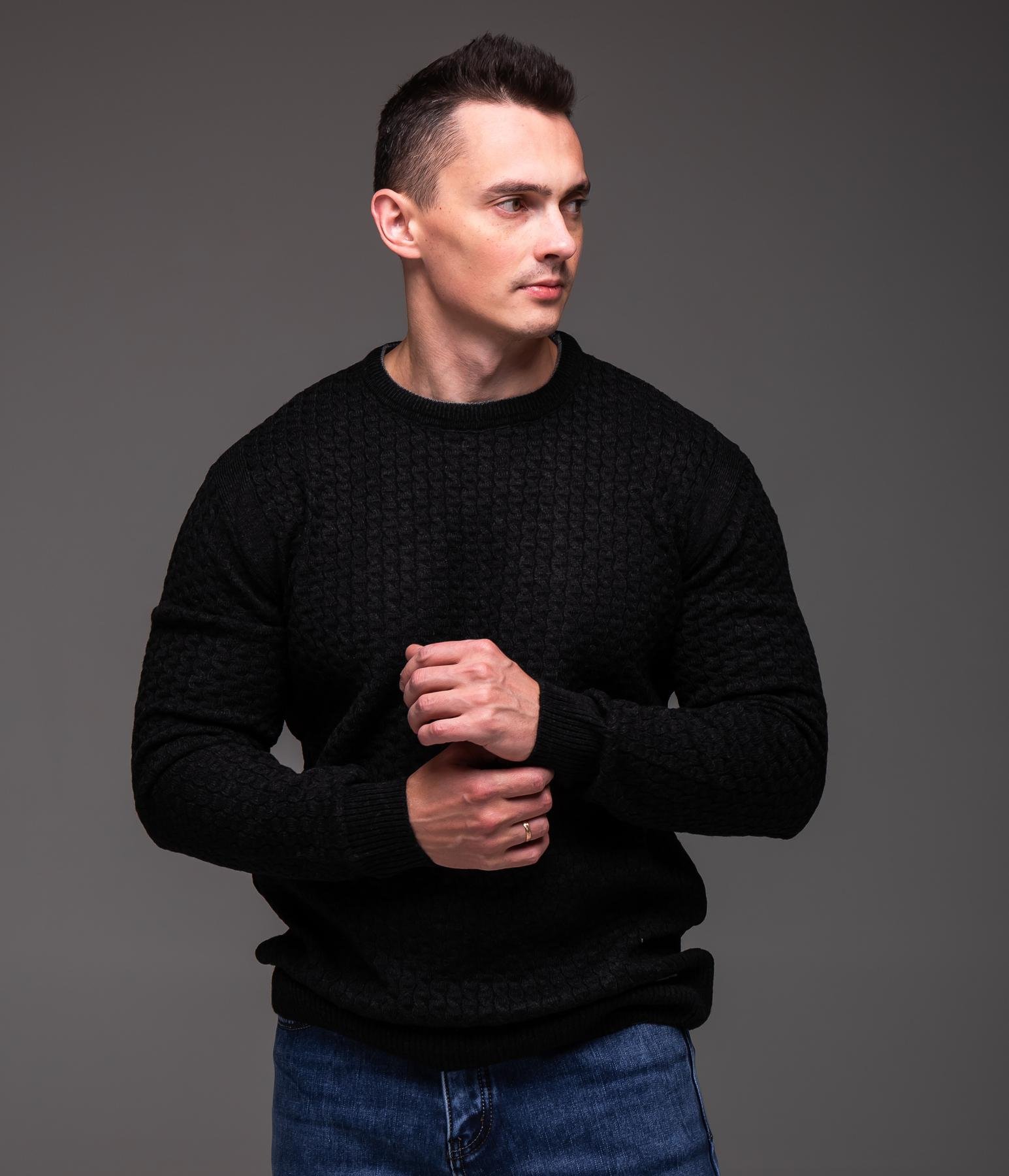 Свитер мужской зимний вязаный классический батал 5XL Черный (2443/2) - фото 9 Свитер мужской зимний вязаный классический батал 5XL Черный (2443/2) - фото 9