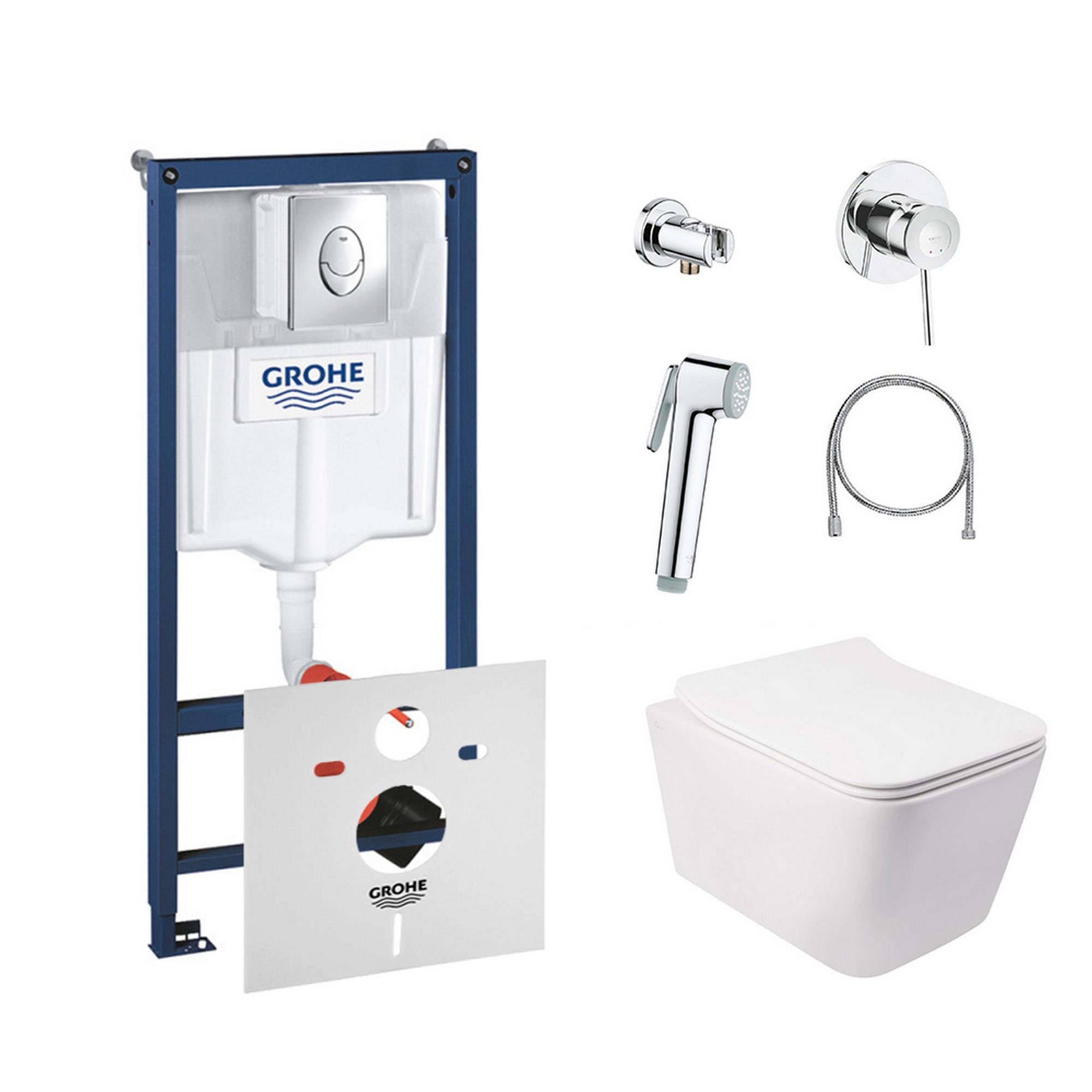Комплект инсталляции Grohe Rapid SL 38721001QT05335170W111048 с унитазом и кнопкой Хром (75794)