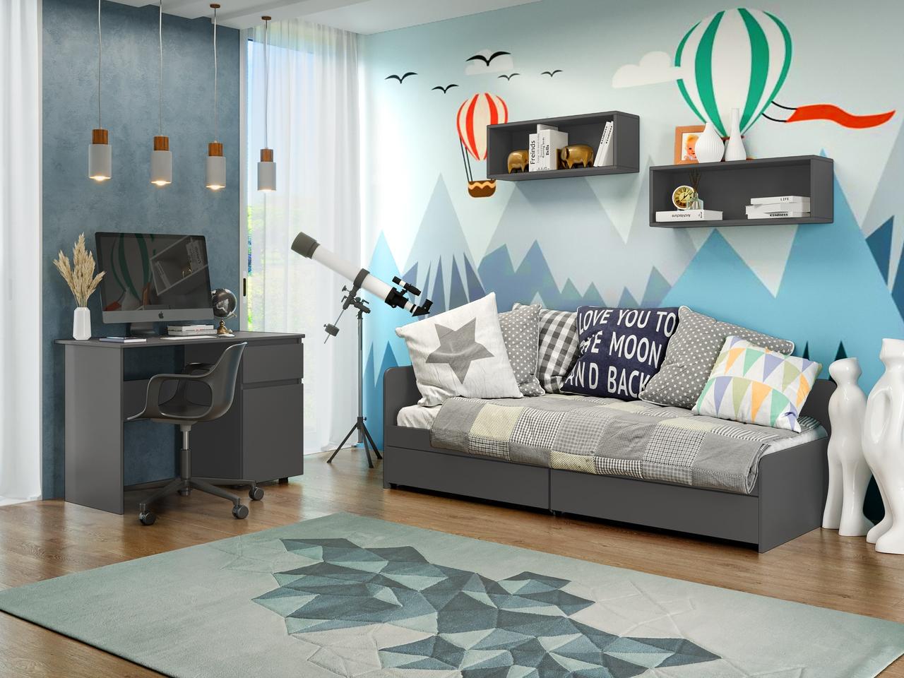 Спальня дитяча Еверест Лайт-1 Графітовий (ЕВ20809.01) - фото 2