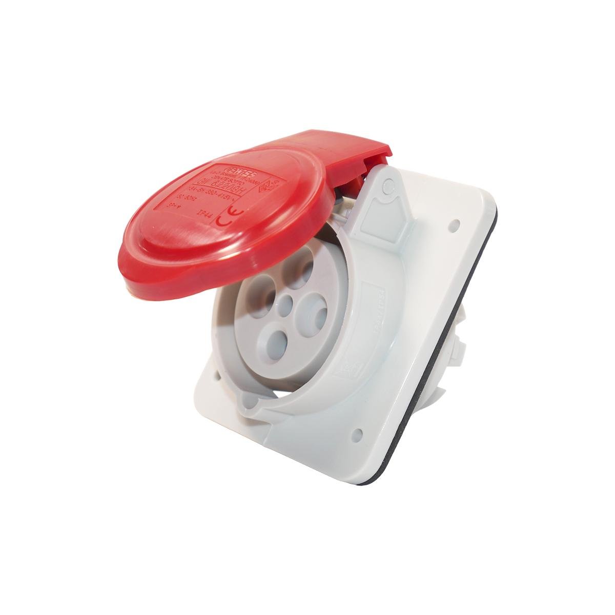 Силовая розетка Gewiss IEC 309 HP 3P+E 16А 400В встраиваемая IP44 Красный (GW62209H)