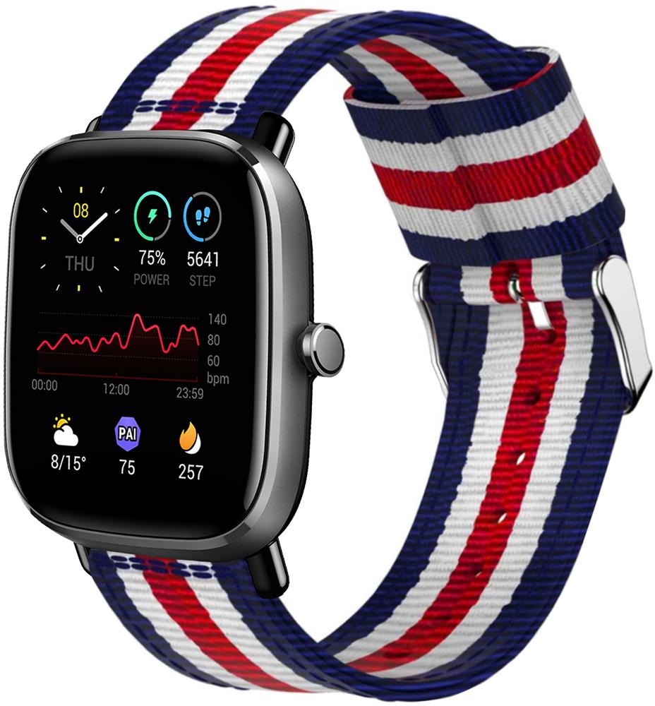 Ремешок тканевый Canvas для Amazfit GTS 2 mini Blue/White/Red (20570)
