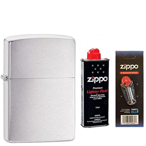 Запальничка ZIPPO 200 Classic Brushed Chrome бензин/кремені