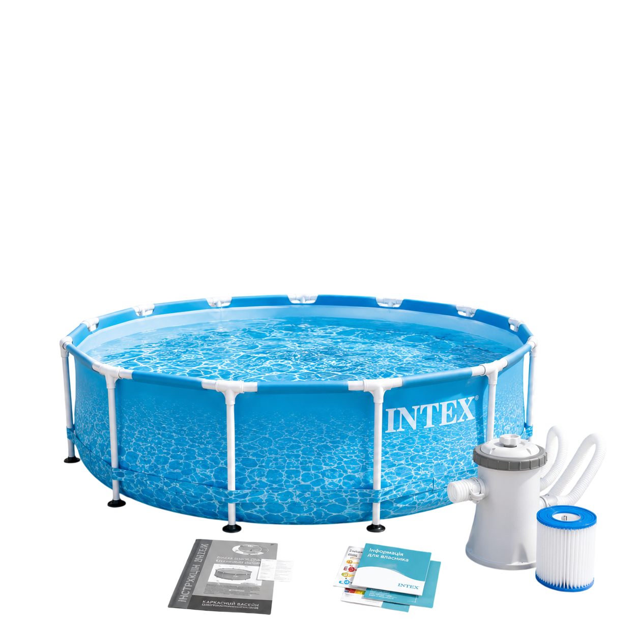 Бассейн каркасный Intex Metal Frame круглый сборный с картриджным фильтр-насосом 1250 л/час для двора 305×76 см 4485 л (36163059)