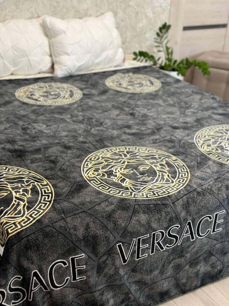 Велюровый плед с узором евро 200x220 см Графит (Д-al-dev-010)