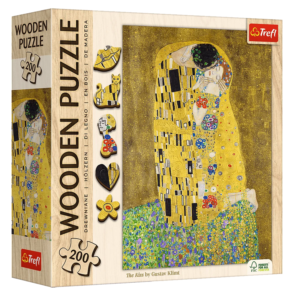 Пазлы фигурные из дерева Trefl Поцелуй Густав Климт 200 эл. (5900511202472)