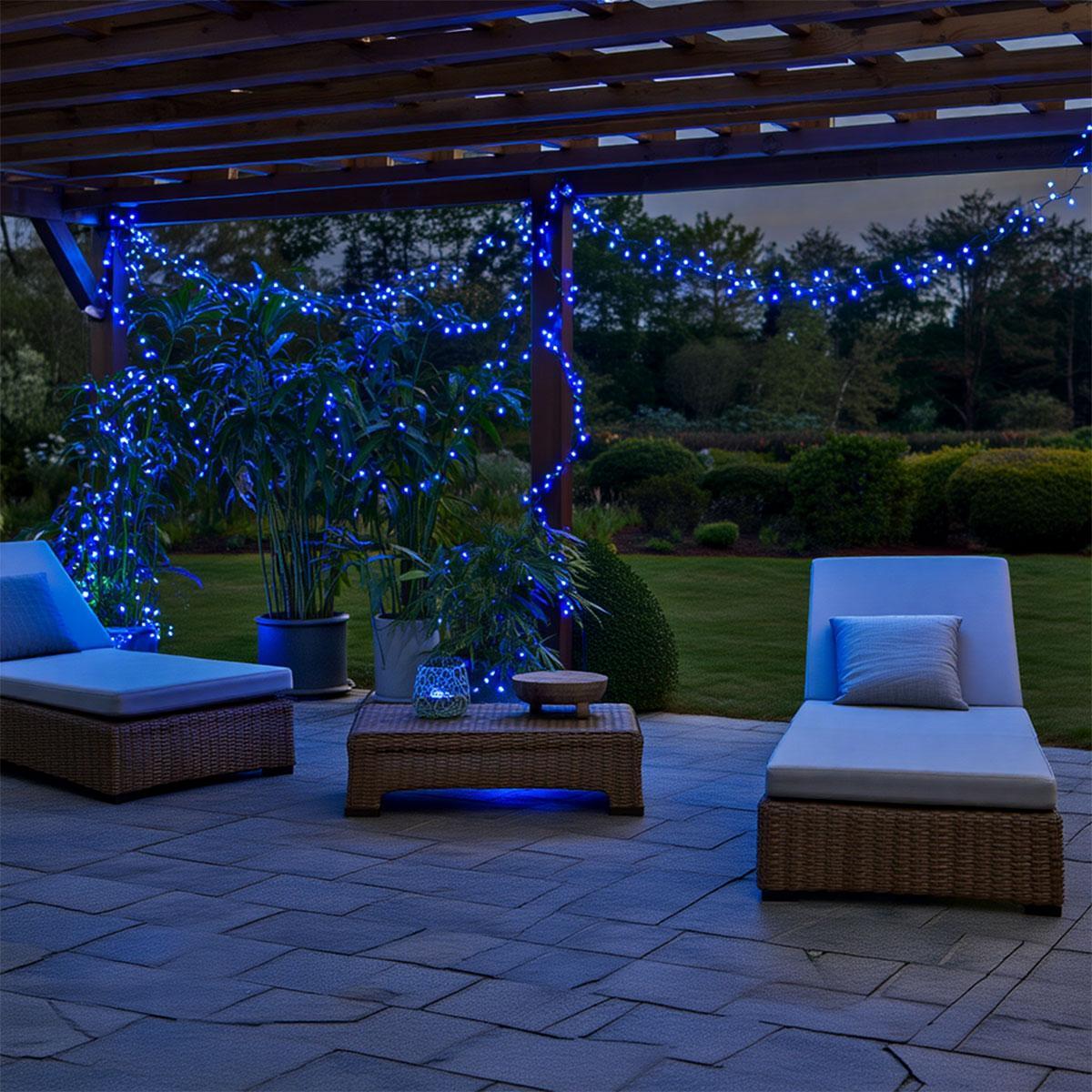 Гирлянда новогодняя уличная 50 м 500 LED с солнечной батареей черный провод Синий (SB500L50MBBL)