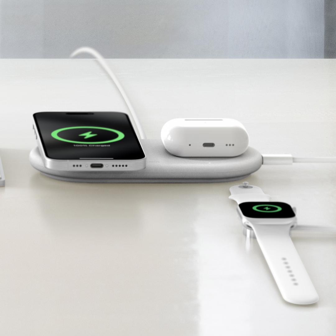 Зарядное устройство беспроводное Belkin 2в1 з Qi2 15 Вт с кабелем USB-C - USB-C 1,5 м Белый (WIZ021VFWH) - фото 6