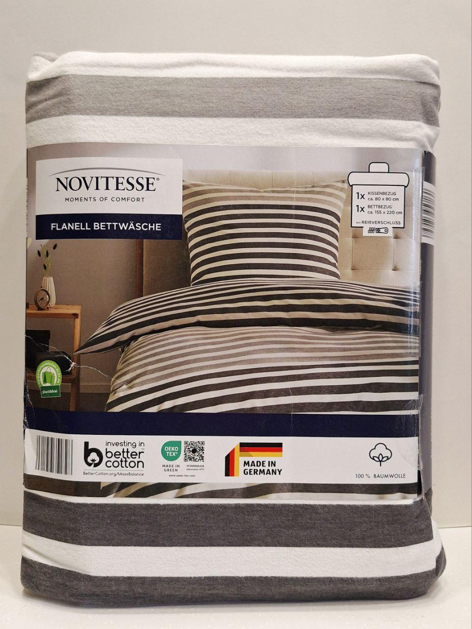 Пододеяло Novitesse Полоска из фланели 155х220 см и наволочка 80х80 см (2347)