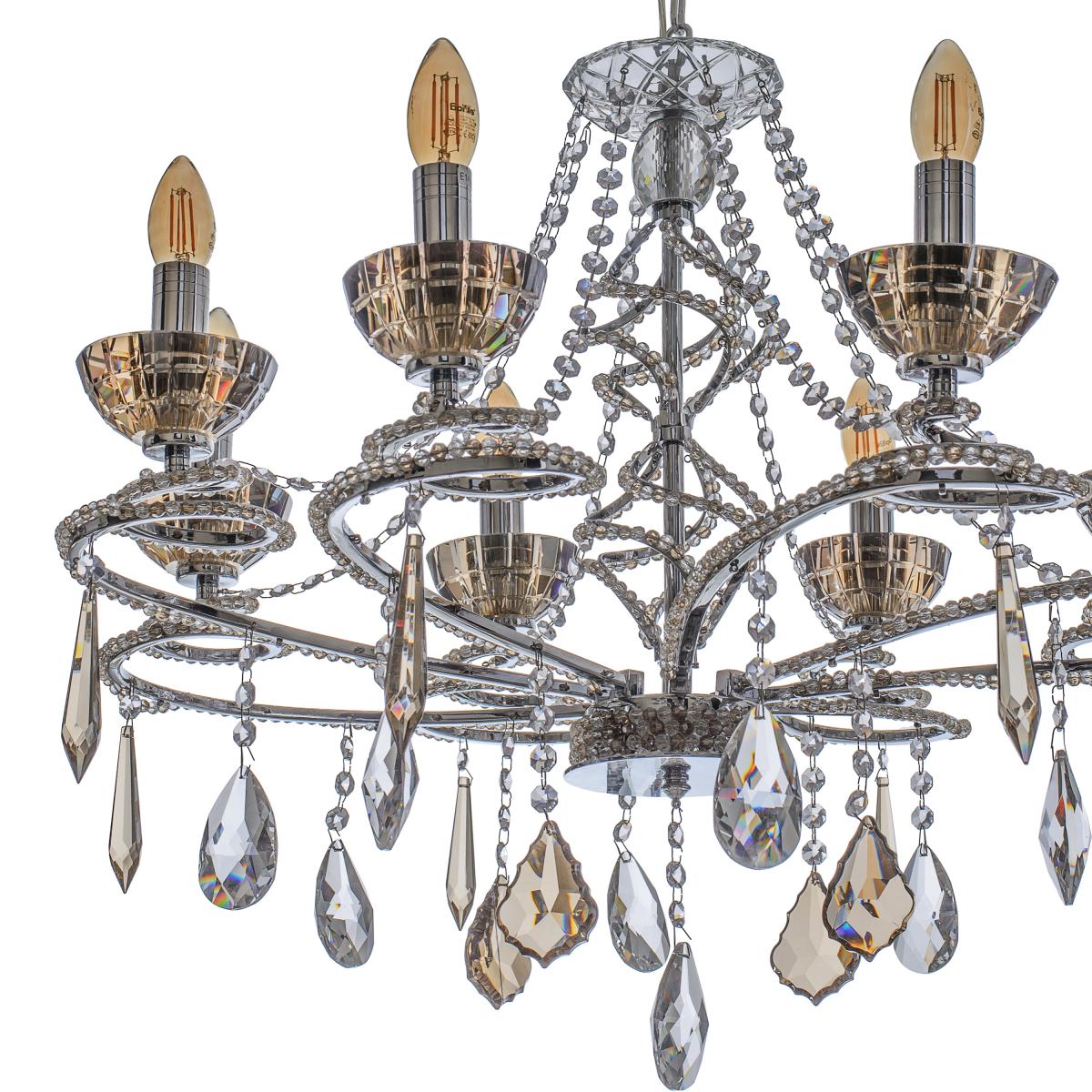 Люстра свічка підвісна кришталева класична Brille BCL-315S/8 - фото 4 Люстра свічка підвісна кришталева класична Brille BCL-315S/8 - фото 4