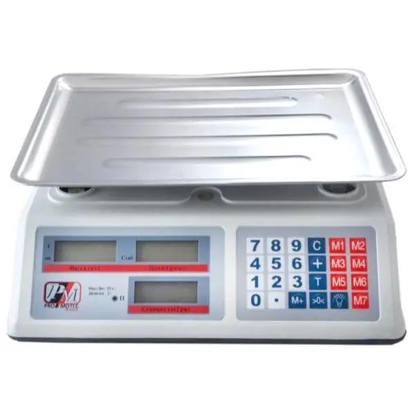 Торговые весы PROMOTEC PM 5051 со счетчиком цены на 50 кг 6 Вт 23х34,5 см с платформой из нержавеющей стали (opt-13456)