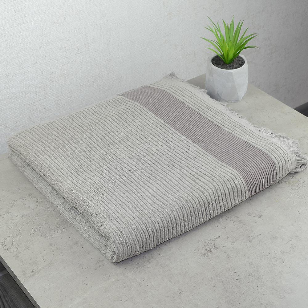 Махровое полотенце с бахромой GM Textile 70х140 см Серый