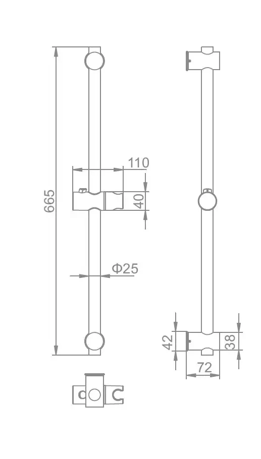 Стойка для душа Lamber 955-8 матовый Черный (955-8) - фото 2