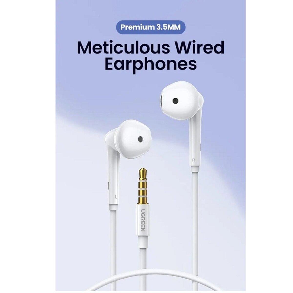 Наушники проводные UGREEN EP101 Wired Earphones with 3,5mm Plug 1,2m White (602042) - фото 2