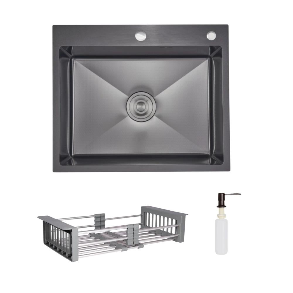 Мийка для кухні Lidz Handmade H6050HB Decor Black PVD Honeycomb 2,5/0,5 мм Чорний (LDH6050BDECPVD48371)