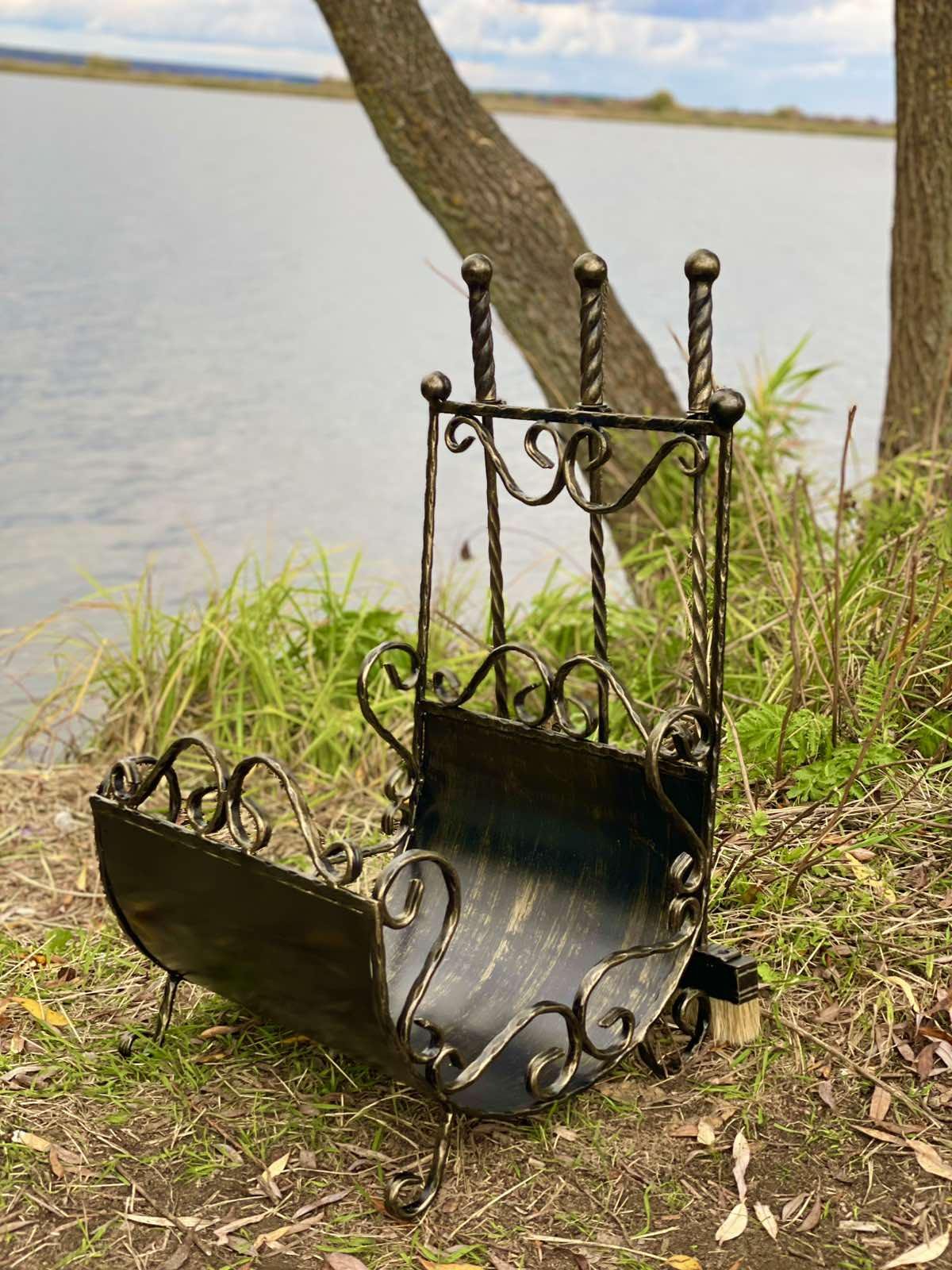 Набор для каминных принадлежностей с дровницей кованый (Vi_0011) - фото 5