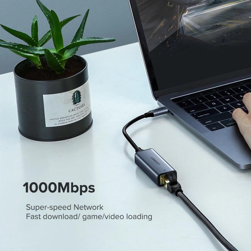 Внешняя сетевая карта Gigabit Ethernet LAN RJ45-Type-C Ugreen 50737 10/100/1000 Mbps - фото 2