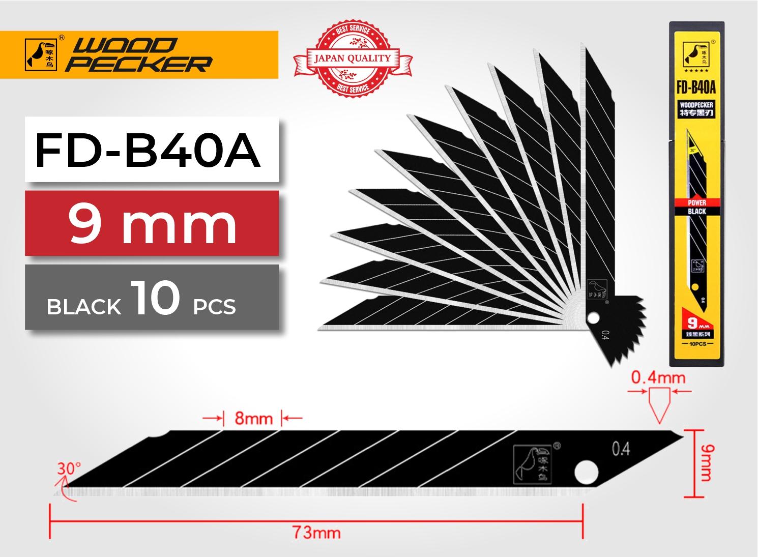 Леза для ножа Woodpecker ультра гострі кут 30° 9 мм 10 шт. Чорний (FD-B40A) - фото 6