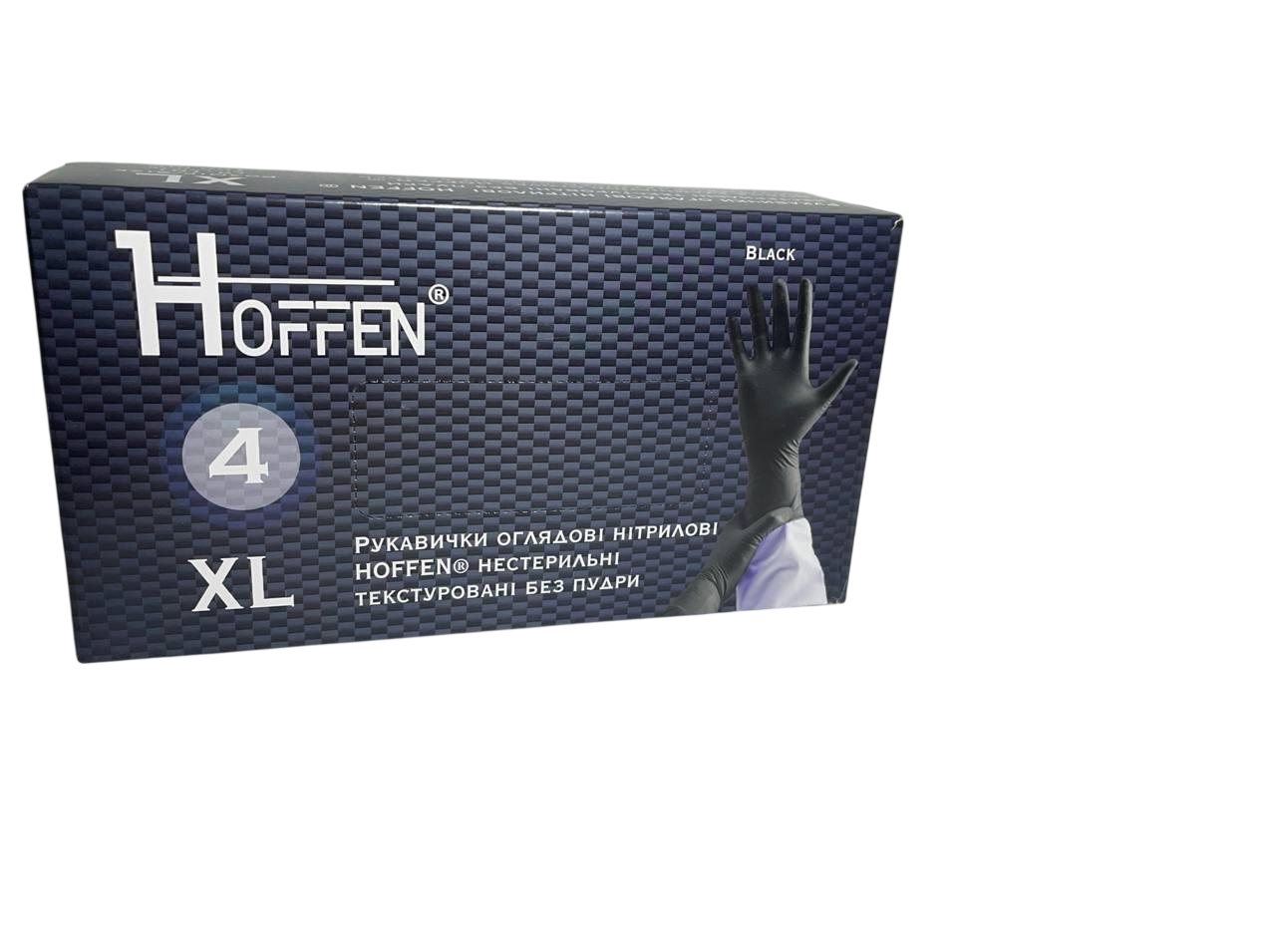 Рукавички нітрилові HOFFEN без пудри XL 100 шт. Чорний (32310132)