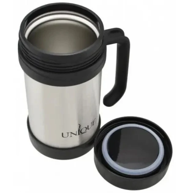 Термос пищевой Unique с ручкой 0,5 л Серебряно-черный (MX-13065) - фото 2