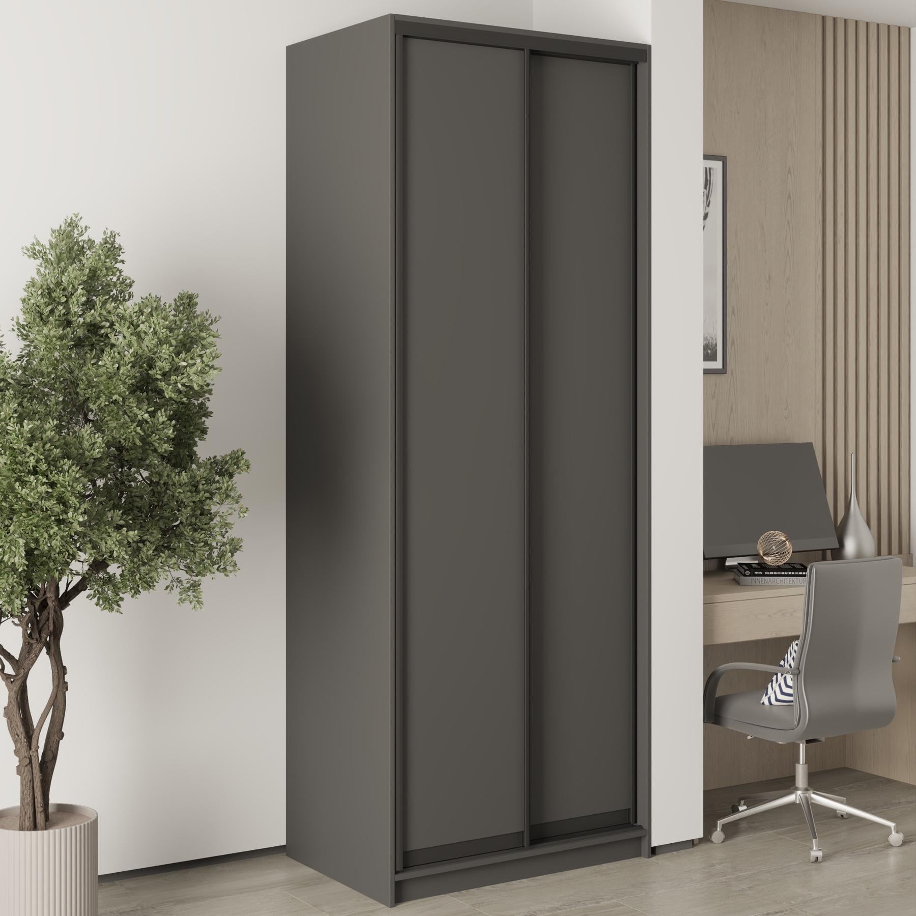 Шкаф-купе двухдверный MebelStar Стандарт BG 2 ДСП 90x45x240 см Антрацит (MBS-9957)