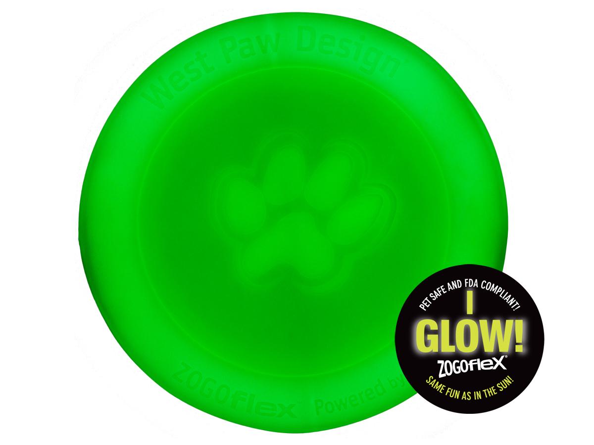 Игрушка для собак WestPaw Zisc Glow Flying Disc фрисби светящийся 22 см Белый (ZG032GLO) - фото 3