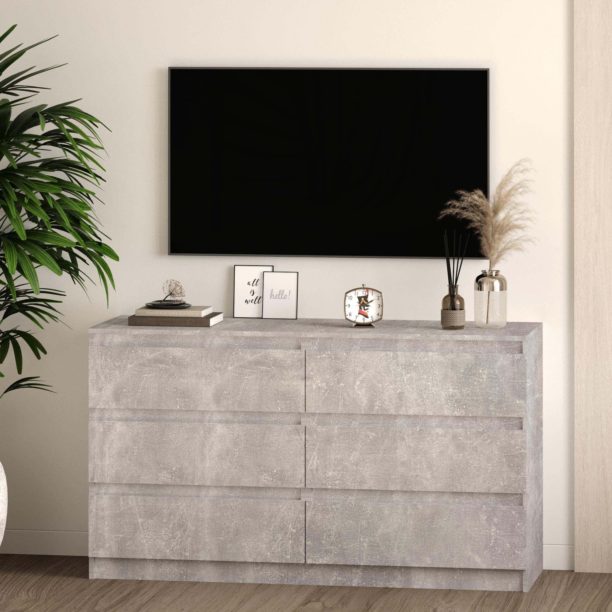 Комод на 6 ящиков без ручек Line TVF6 1400x450x800 мм Бетон